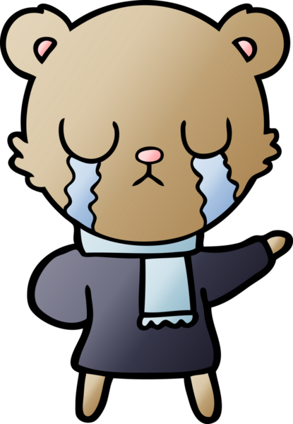 Bir insan tarafından çizilmiş ağlayan ayı karikatürü.