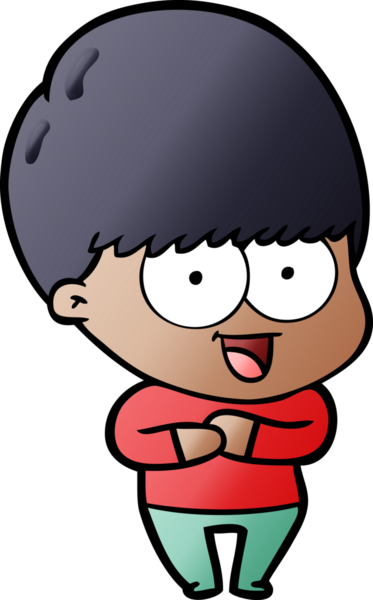 Bir insan tarafından çizilmiş mutlu çizgi film çocuğu.