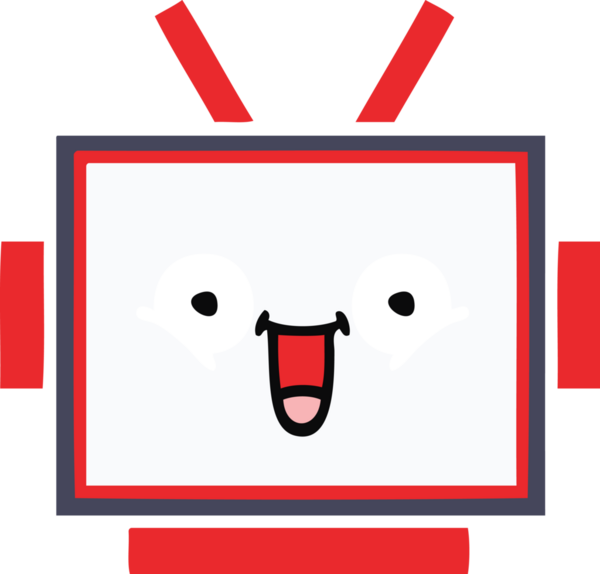 Bir insan tarafından çizilmiş robot kafasının düz renkli retro karikatürü