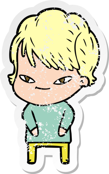 Bir insan tarafından çizilmiş mutlu bir karikatür çıkartması.