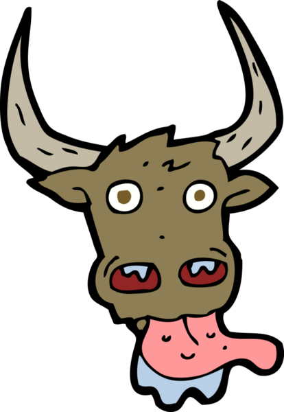 Bir insan tarafından çizilmiş inek suratı.