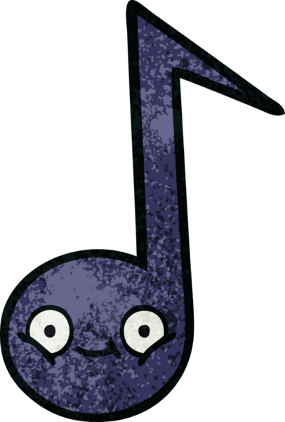 Bir insan tarafından çizilmiş müzikal notanın retro grunge desen karikatürü