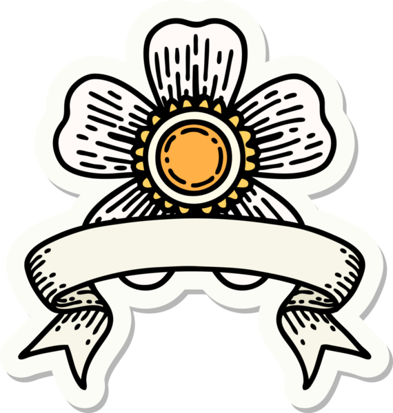 Bir insan tarafından çizilmiş çiçek pankartıyla dövme stili