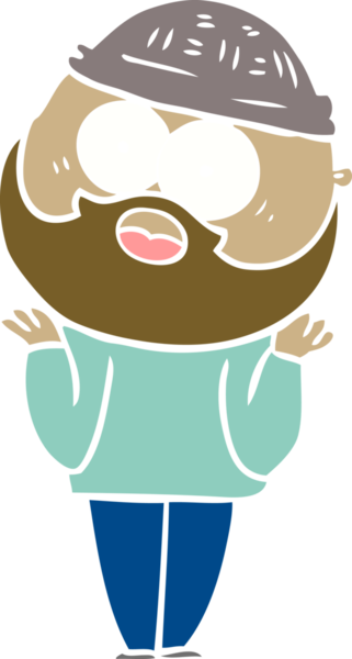 Düz renkli çizgi film sakallı adam bir insan tarafından çizilmiş.