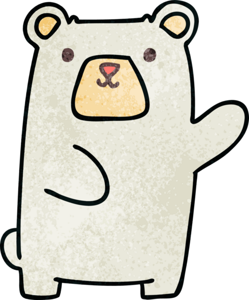 Bir insan tarafından çizilmiş garip karikatür kutup ayısı.