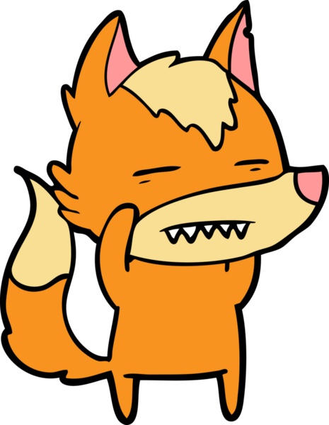 Bir insan tarafından çizilmiş tilki çizgi film karakteri