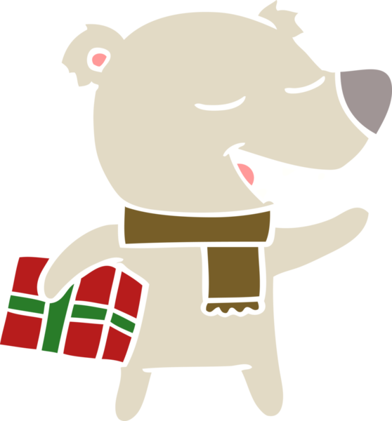 Bir insan tarafından çizilmiş düz renkli çizgi film ayısı