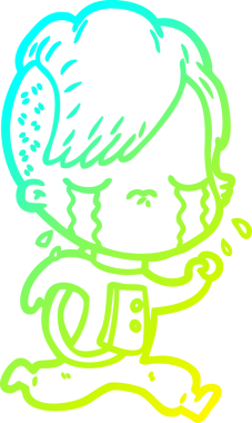 Bir insan tarafından çizilmiş ağlayan bir çizgi film kızı çizimi.