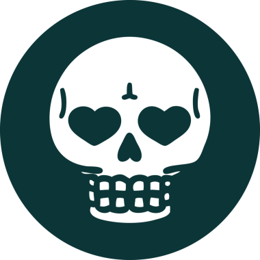 Bir insan tarafından çizilmiş bir kafatasının ikonik dövme şekli