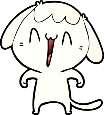 Bir insan tarafından çizilmiş şirin bir çizgi film köpeği.