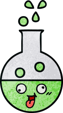 Bir insan tarafından çizilmiş bir test tüpünün retro grunge desen karikatürü