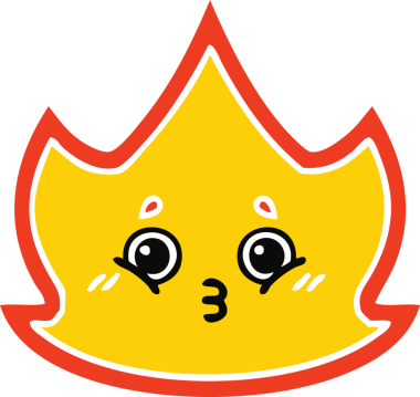 Bir insan tarafından çizilen ateşin düz renkli retro karikatürü