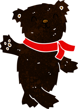 Bir insan tarafından çizilmiş oyuncak ayıyı sallayan çizgi film.