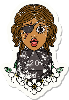 Retro Dövme Tarzı İnsan Rogue Bir insan tarafından çizilmiş 20 zar ile