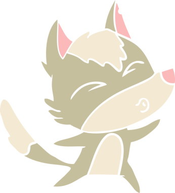 Bir insan tarafından çizilmiş düz renkli çizgi film kurt uluması.