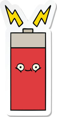 Bir insan tarafından çizilmiş şirin bir karikatür aküsünün çıkartması.