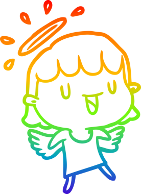 Gökkuşağı gradyan çizgisi bir insan tarafından çizilmiş sevimli bir meleğin