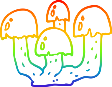 gökkuşağı gradyan çizgi çizimi bir insan tarafından çizilmiş mantarlar