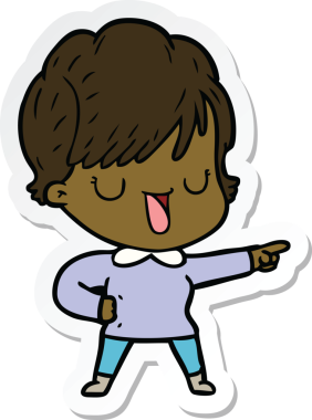 Bir insan tarafından çizilmiş bir karikatür kadının çıkartması.