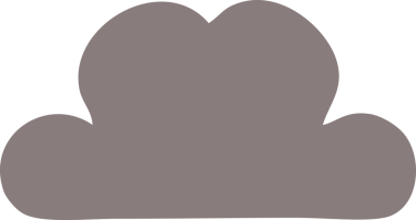 Bir insan tarafından çizilmiş bir fırtına bulutunun düz renkli retro karikatürü