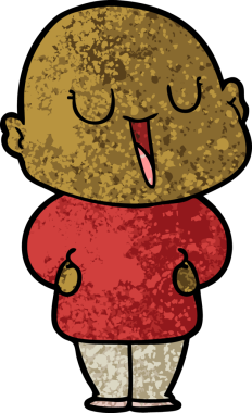 Bir insan tarafından çizilmiş mutlu, kel adam.