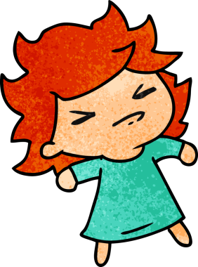 Bir insan tarafından çizilmiş sevimli bir kawai kızının desenli çizimi.