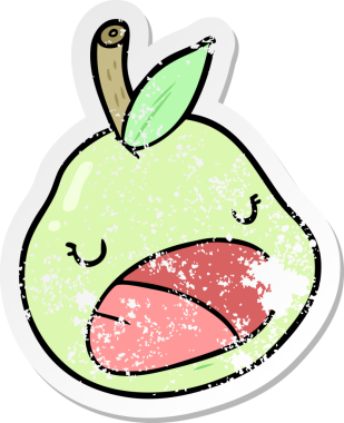 Bir insan tarafından çizilmiş karikatür armutunun sıkıntılı çıkartması.