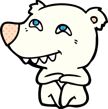 Karikatür kutup ayısı bir insan tarafından çizilmiş dişleri gösteriyor