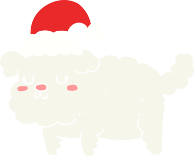 Bir insan tarafından çizilmiş şirin bir Noel köpeği.