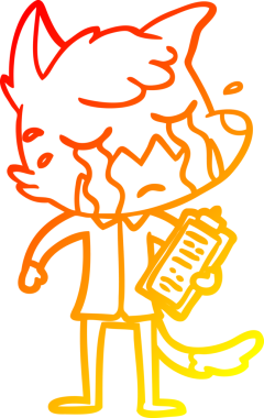 Bir insan tarafından çizilmiş ağlayan bir tilki çizgi filminin sıcak çizgi çizimi