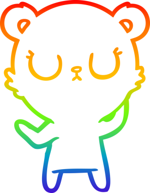 Bir insan tarafından çizilmiş barışçıl bir kutup ayısının gökkuşağı gradyanı çizimi