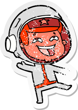 Bir insan tarafından çizilmiş mutlu uzay adamının sıkıntılı çıkartması.