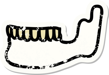 Bir insan tarafından çizilmiş iskelet çeneli geleneksel stil yapıştırmalı dövme