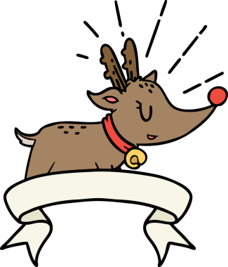 Bir insan tarafından çizilmiş dövme stili Noel geyiği dövmeli parşömen.