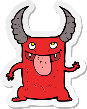 Bir insan tarafından çizilmiş karikatür şeytan çıkartması.