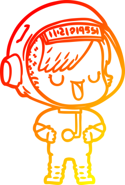 Bir insan tarafından çizilmiş bir astronot kadın çizgi çizimi.