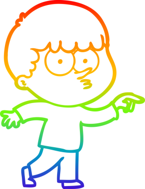 Gökkuşağı gradyanı çizimi Bir insan tarafından çizilmiş meraklı bir çocuk