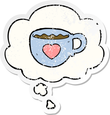 Düşünce baloncuklu kahve fincanını insan tarafından çizilmiş yıpranmış bir çıkartma gibi severim.