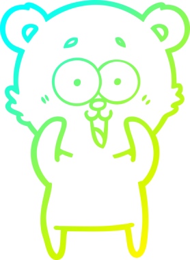 Bir insan tarafından çizilmiş gülen oyuncak ayı çizgi filmi.