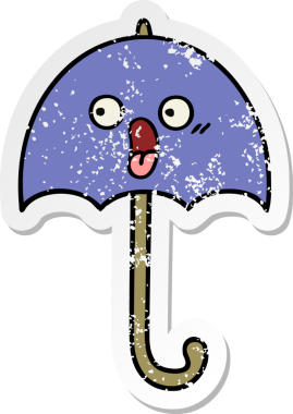 Bir insan tarafından çizilmiş şirin bir şemsiyenin sıkıntılı çıkartması.