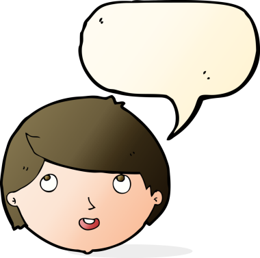 bir insan tarafından çizilmiş konuşma baloncuklu mutlu bir yüz.