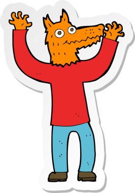 Bir insan tarafından çizilmiş tilki adamın çıkartması.