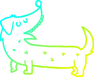 Bir insan tarafından çizilen çizgi film köpeğinin soğuk gradyan çizgisi.