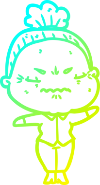 Bir çizgi film çizimi, bir insan tarafından çizilmiş yaşlı bir kadını rahatsız ediyordu.