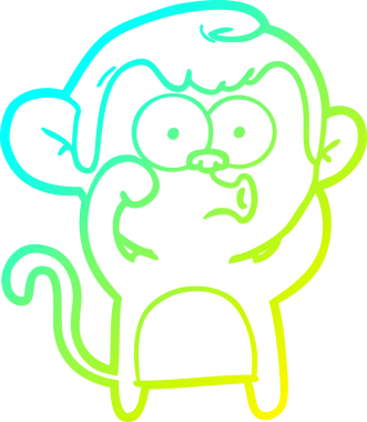 Bir insan tarafından çizilen korna çalan bir maymunun soğuk çizgi çizimi.