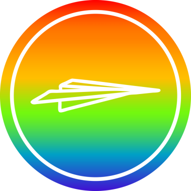 Gökkuşağı gradyan bir insan tarafından çizilmiş kağıt düzlem dairesel simgesi
