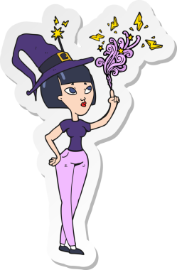 Bir insan tarafından çizilmiş bir cadının çıkartması.