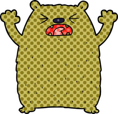 Bir insan tarafından çizilmiş bir çizgi film karakteri.