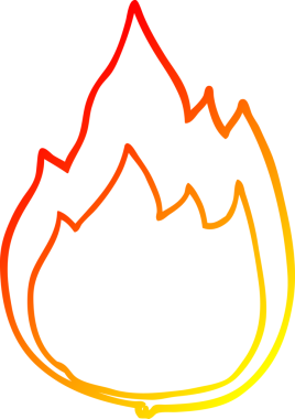 Bir insan tarafından çizilen çizgi film ateşinin sıcak eğim çizgisi.