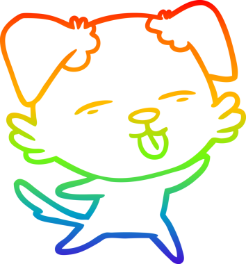 gökkuşağı gradyan çizgi çizimi bir insan tarafından çizilmiş dili dışarı çıkaran bir köpek